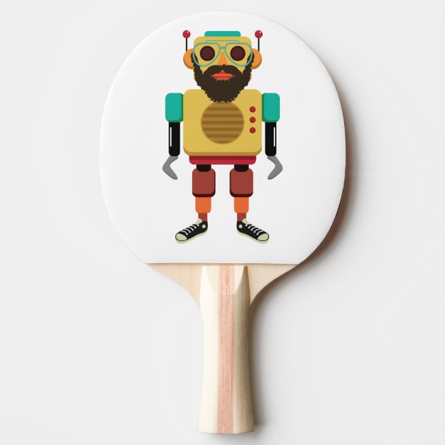Hipster Retro Robot Pingisracket (Framsidan)