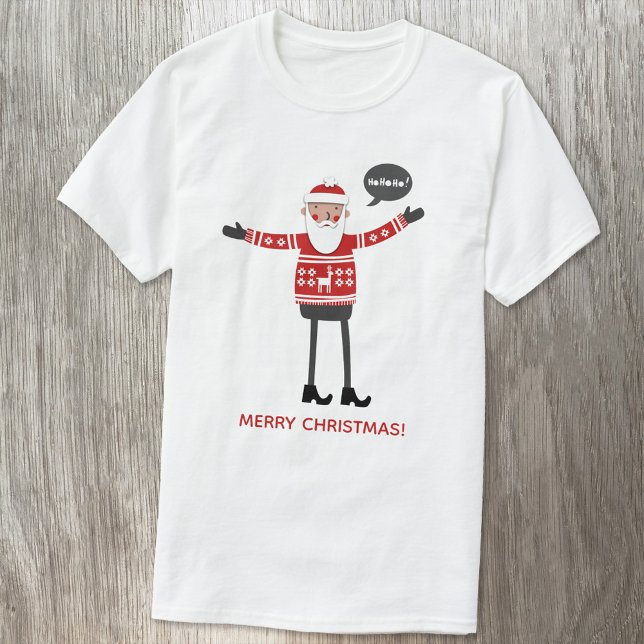 Hipster Santa Anpassningsbar Text T Shirt (Skapare uppladdad)