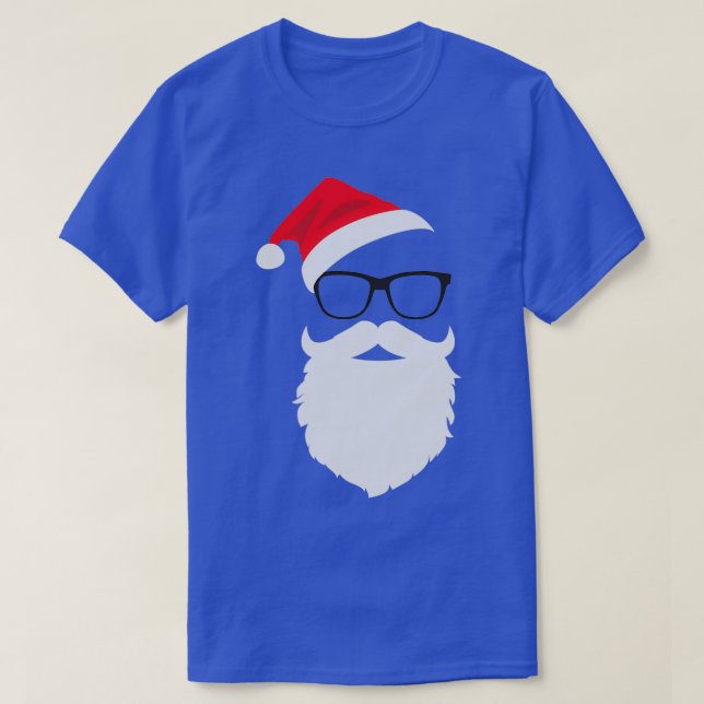 Hipster Santa Ansikte med Hat Beard Glass Christma T Shirt (Design framsida)