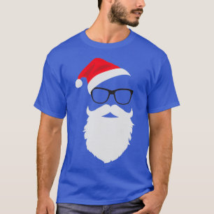 Hipster Santa Ansikte med Hat Beard Glass Christma T Shirt
