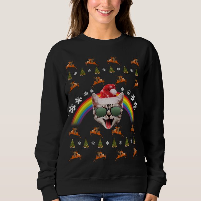 Hipster Santa Cat jul Tee Funny Julafton Kattunge  (Framsida)