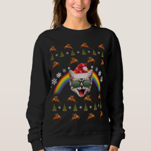 Hipster Santa Cat jul Tee Funny Julafton Kattunge 