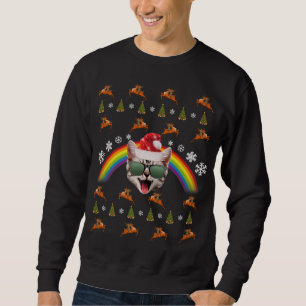 Hipster Santa Cat jul Tee Funny Julafton Kattunge  Lång Ärmad Tröja