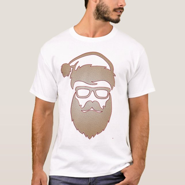 Hipster Santa Cutout T Shirt (Framsida)