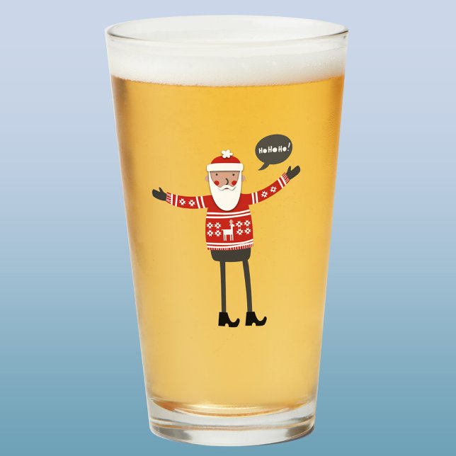 Hipster Santa Glaskopp (Hipster Santa Claus in skinny jeans fun Christmass glass tumbler)