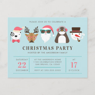Hipster Santa & inbjudan för vänjulparty