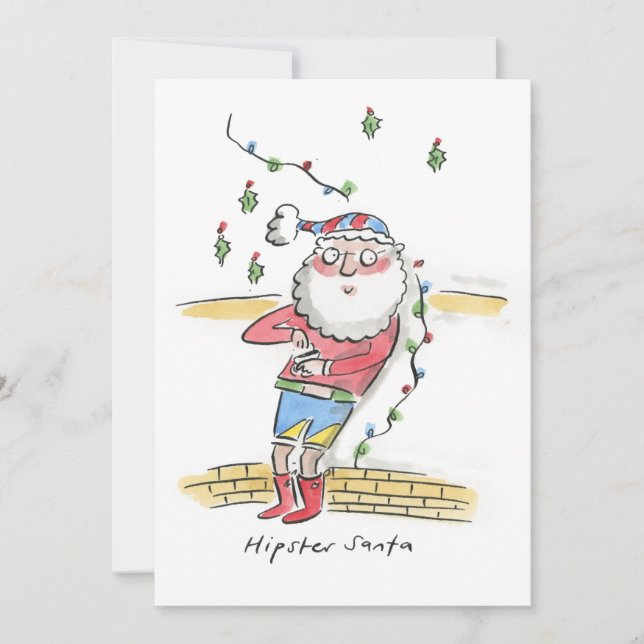 Hipster Santa Inbjudningar (Framsida)