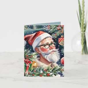 Hipster Santa & jul Cocktail Recipe Helgdag Kort