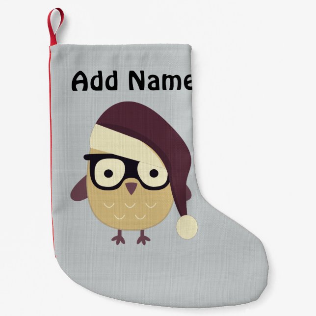 Hipster Santa Uggla Liten Julstrumpa (Framsidan)