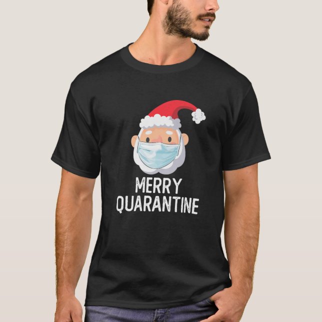 Hipster Santa Wearing Ansikte Mask 2020 Ugly Merry T Shirt (Framsida)