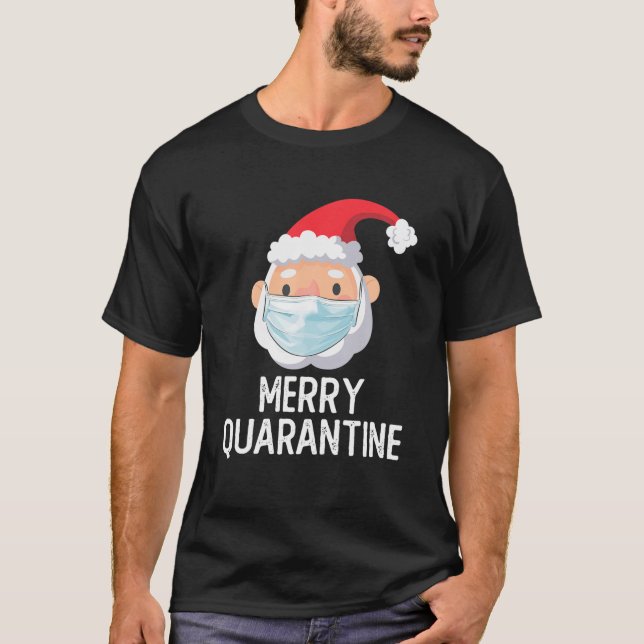 Hipster Santa Wearing Ansikte Mask 2020 Ugly Merry T Shirt (Framsida)