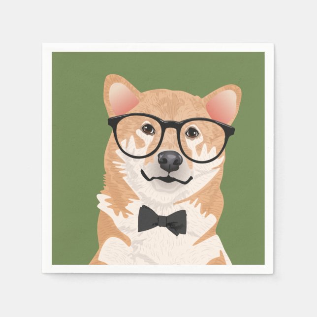 Hipster Shiba Inu Pappersservett Party (Framsidan)