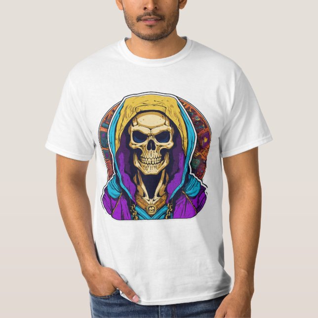 Hipster Skeletor Porträtt T-Shirt (Framsida)