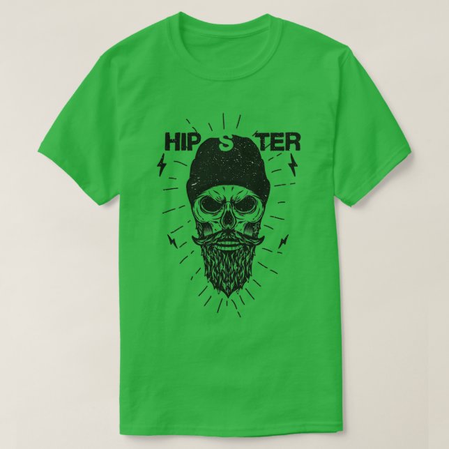 Hipster Skull Beanie och Beard Classic TShirt T Shirt (Design framsida)