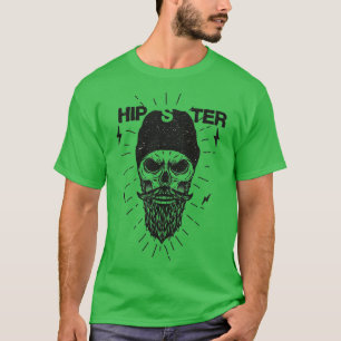 Hipster Skull Beanie och Beard Classic TShirt T Shirt