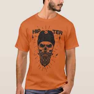 Hipster Skull Beanie och Beard T Shirt