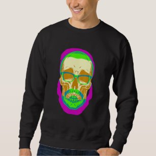 Hipster Skull Vintage Mustache Retro Freethinker F Lång Ärmad Tröja