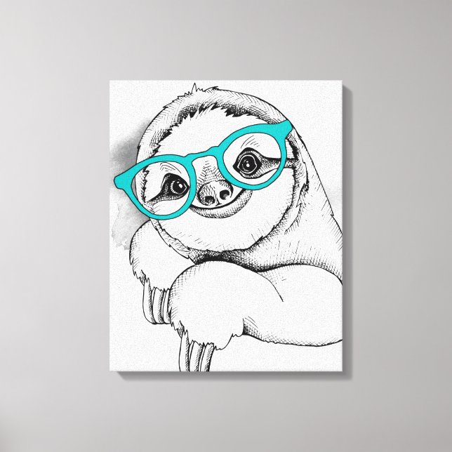 Hipster Sloth Canvastryck (Framsida)