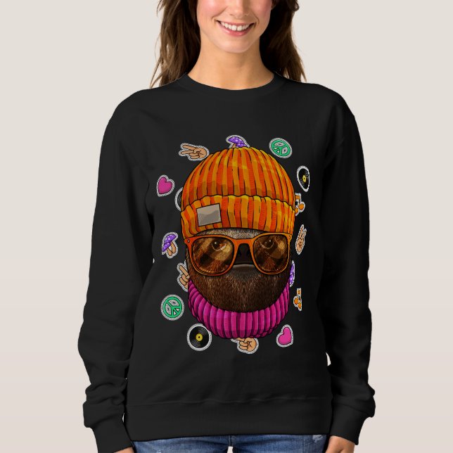 Hipster Sloth Geek Nerd Glasses Animal Kärlek Peac T Shirt (Framsida)