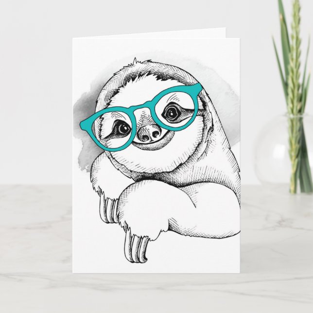 Hipster Sloth Kort (Framsida)