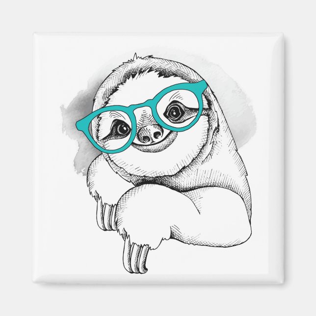 Hipster Sloth Magnet (Framsidan)