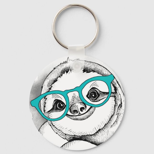 Hipster Sloth Nyckelring (Framsida)