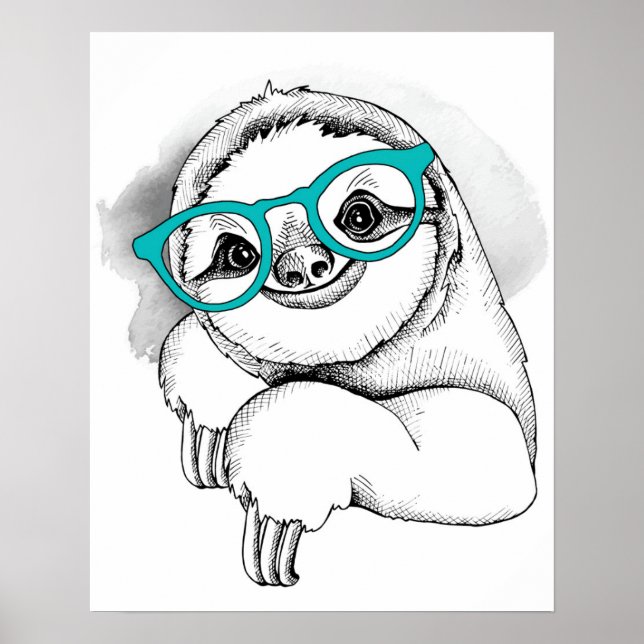 Hipster Sloth Poster (Framsidan)