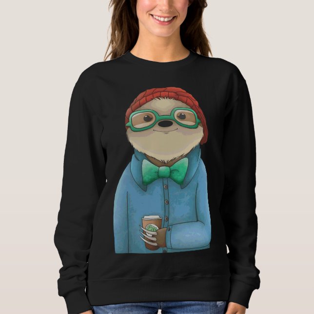 Hipster Sloth T Shirt (Framsida)