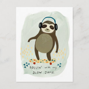 Hipster Sloth Växla med min långsamma Sylt Vykort