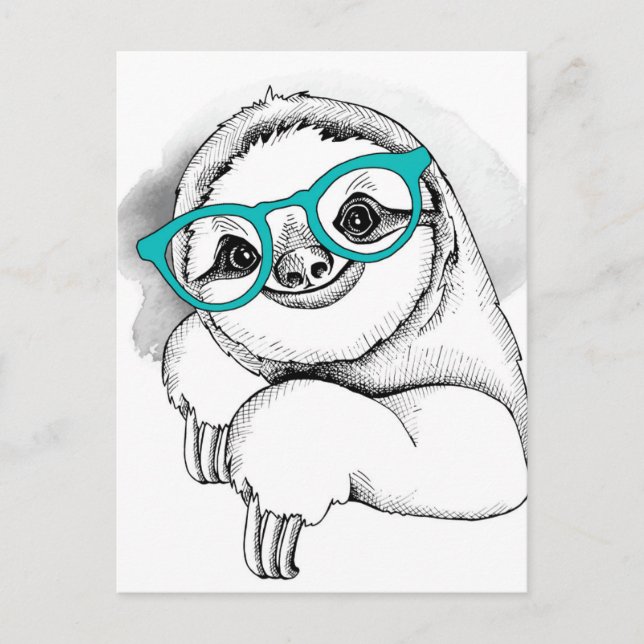 Hipster Sloth Vykort (Framsida)