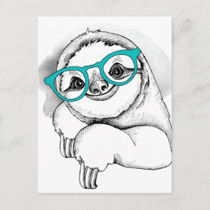 Hipster Sloth Vykort