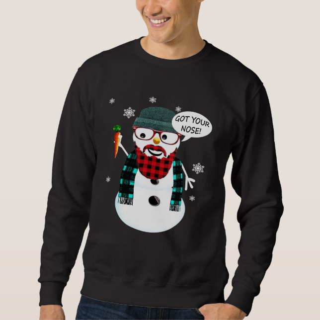 Hipster Snögubbe Har din näsa Långärmad Tröja (Framsida)