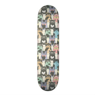 Hipster söta katter Mönster Mini Skateboard Bräda 18,5 Cm