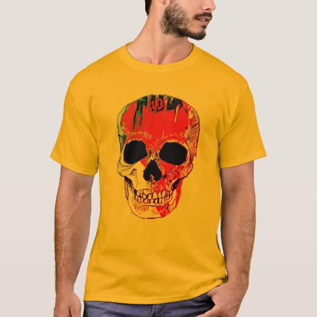 Hipster Spooky Bloody Skull Halloween Shirt T (Framsida)