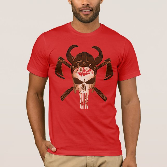 Hipster Spooky Bloody Viking Skull Shirt T (Framsida)