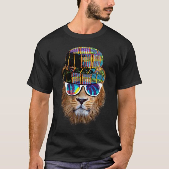 Hipster summer lion t shirt (Framsida)
