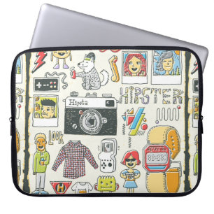 Hipster-svag hand plockade-färgat doftreglage. Vin Laptop Fodral