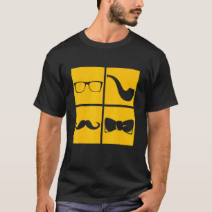 Hipster Symbols Mustache Pipe Smoker Glasses Bow T Shirt