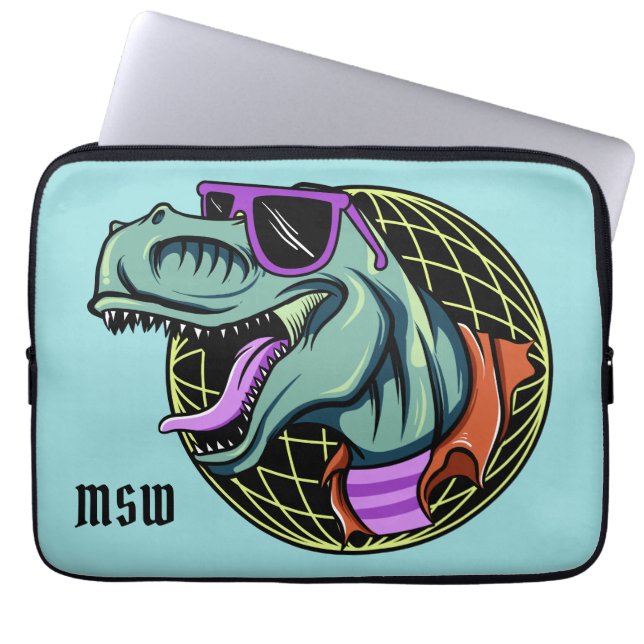 Hipster T-Rex anpassningsbar monogram laptop sleev Laptop Fodral (Framsidan)