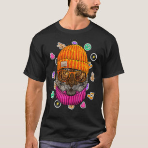 Hipster Tiger Geek Nerd Glasses Animal Kärlek Peac T Shirt