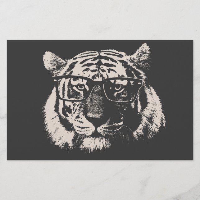 Hipster Tiger med glas (Framsida)