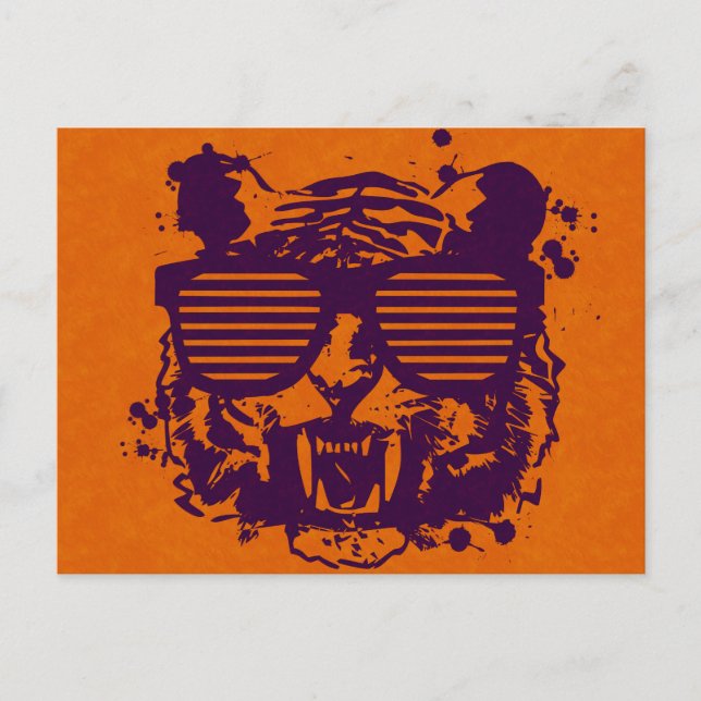 Hipster Tiger Vykort (Framsida)