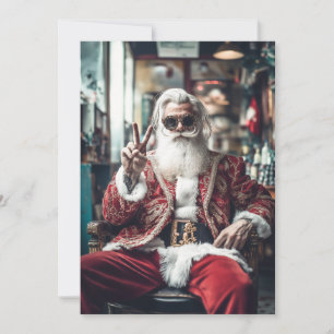 Hipster Tomte Slår en Pose Fredliga Höst Vibe Julkort