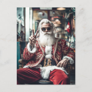 Hipster Tomte Slår en Pose Fredliga Höstlovsvibbar Helg Vykort