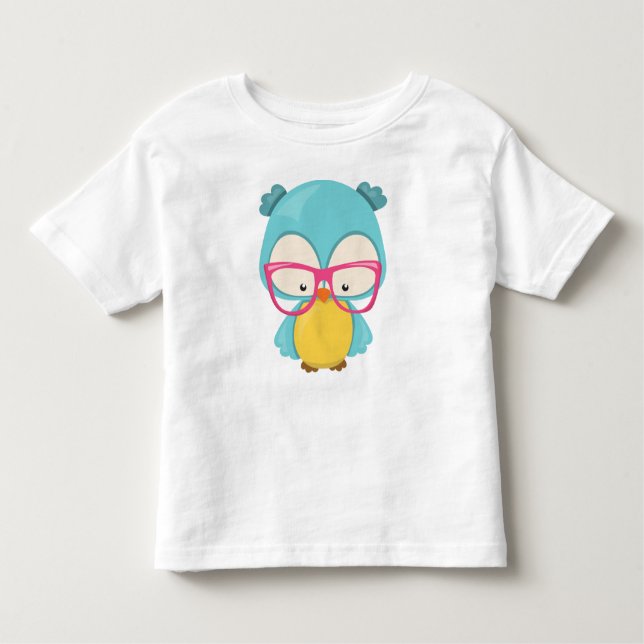Hipster Uggla, Uggla med glasögon, Cute Uggla T Shirt (Framsida)