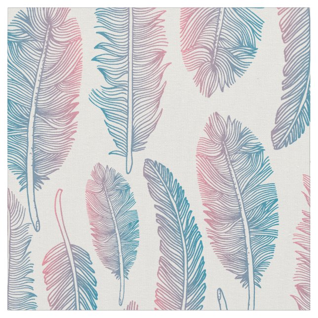 Hipster Watercolor Handdraget blue rosa-ludd Tyg (Närbild)
