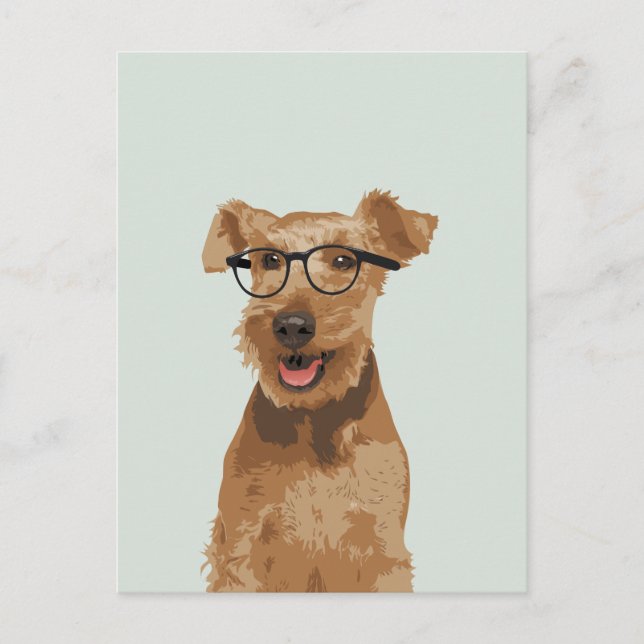 Hipster Welsh Terrier-vykort för Hundälskare Vykort (Framsida)