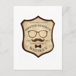 hipster whiskey logotyp vykort