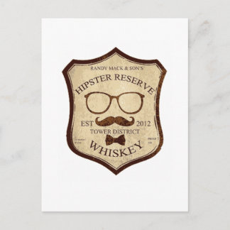 hipster whiskey logotyp vykort
