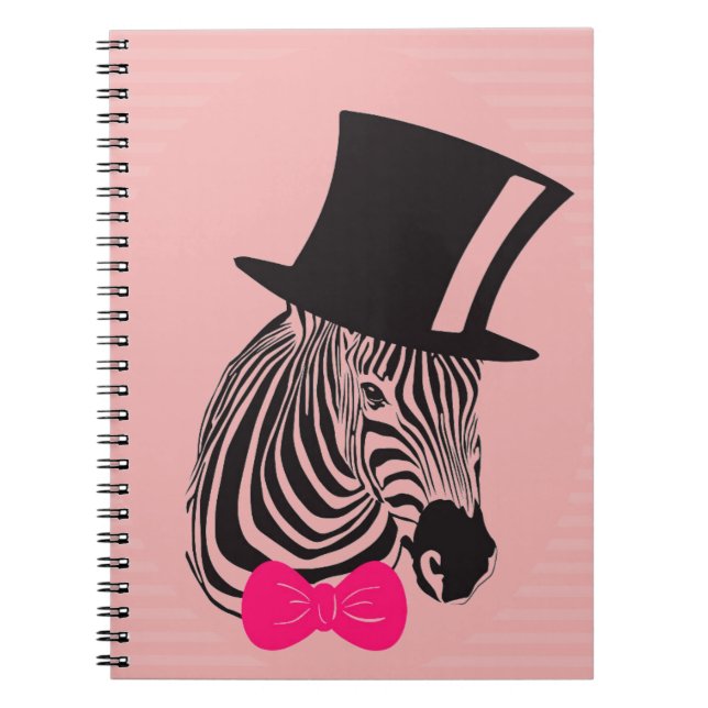 Hipster Zebra med top hat och Bow Tie Anteckningsbok (Framsidan)